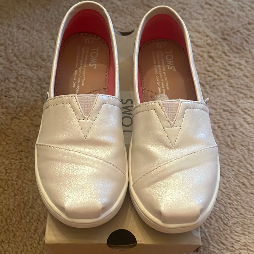 Toms classic pale gold shimmer shoes